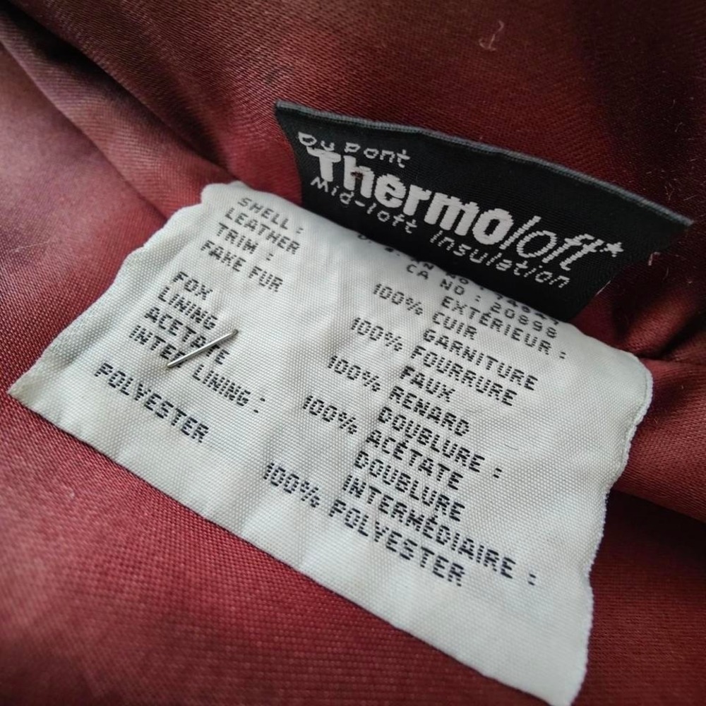 Vintage Marc New York Brown Leather Quilted Coat Fox Fur Trim Insulated Womens M - Picture 3 of 8